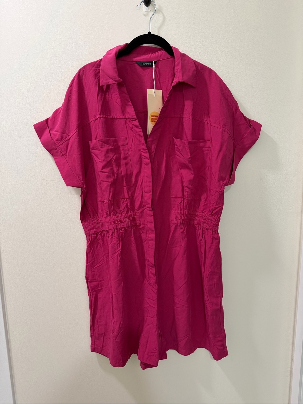 Nwt Pink Short Sleeve Button Front Romper